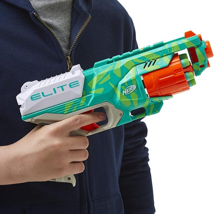 NERF Elite Disruptor Dynamic Green Dart Blaster, Rotating Drum, Slam Fire, Kids Outdoor Toys for 8 Year Old Boys & Girls (Amazon Exclusive)