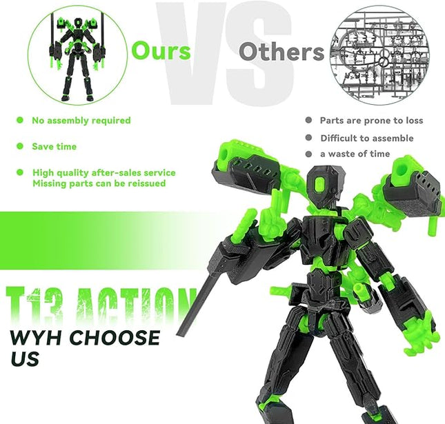 (Assembly Completed) 8 inch T13 Action Figure Set,Robot 13 Action Figure Multi-Articular Mobile Nova T-13,Desktop Decorations for Game Lovers Toys (Black)