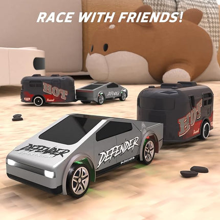 1:64 Mini RC Car Toys - Small RC Truck 2.4 GHZ Model Remote Control Cars with Trailer Kit, 3 Speed Adjustable Electric Vehicles Car Toy with Light,Birthday Gift for Boys Age 5+ Years Old