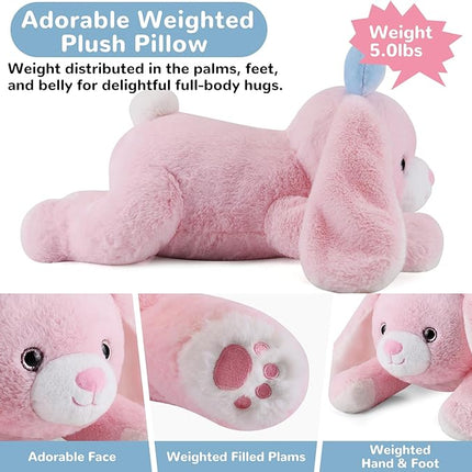 Bunny Weighted Stuffed Animals - 28 Inch 5.0 Pounds Weighted Plushies Rabbit - Large Plush Bunny Stuffed Animals Pillow - Cute Plush Toys Gifts for Kids & Adults