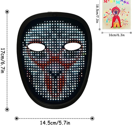 Led Mask with Gesture Sensing,Light up mask for Kids/Men/Women LED Halloween Mask for Costume Cosplay Party