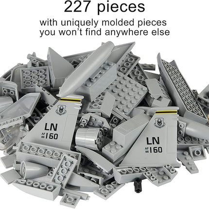 Apostrophe Games Fighter Jet Building Block Set – 227-Pcs F-15 Eagle Fighter Toys Set – Plane for Kids Older Than 10 and Adults – Compatible with All Building Bricks