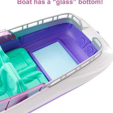 Barbie Mermaid Power Dolls & Toy Boat Playset, "Malibu" & "Brooklyn" in 18-in Floating Boat with See-Through Bottom & Accessories