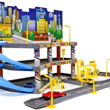 Ultimate Toy Car Garage Diecast Vehicle Playset with 4 Diecast Cars, Boys Ages 3+