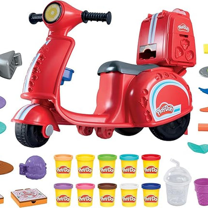 Play-Doh Pizza Delivery Scooter Playset, Large Ride-On Play Food Preschool Toys, Toy Pizza Set for Kids, Arts & Crafts for Boys & Girls, Ages 3+