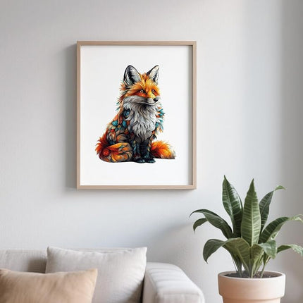 Wooden Puzzles for Adults - Artistic Fox Wood Puzzles Adult - Unique Animal Shape Wooden Jigsaw Puzzles for Adults - Birthday Gifts for Puzzle Lovers, Family (13.3 * 11in)