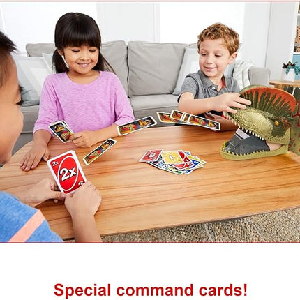 Mattel Games UNO Attack Jurassic World Domination Card Game for Kids & Family Night with Dinosaur Card Launcher, Lights & Sounds (Amazon Exclusive)