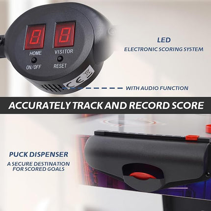 Air Hockey Table, Indoor Hockey Game Table for Adults and Kids, Arcade Gaming Sets w/2 Pucks, 2 Pushers, Digital LED Scoreboard, Powerful 12V Motor for Game Room, Home, Office