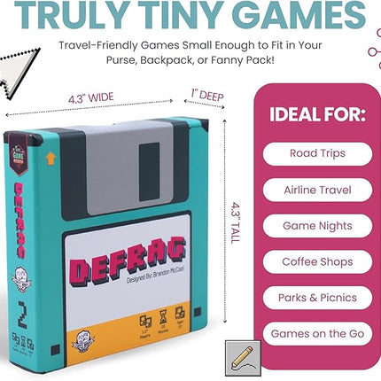 Defrag | Nostalgic Floppy Disk Themed Travel-Size Board | Play Anywhere | Challenging Puzzle with Scenario Booklet | Solo Play for Ages 12+ | Tiny Series