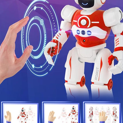 Robot Toys for Kids,Programmable Remote Control Smart Walking Dancing Robot Toy with Gesture & Sensing for Age 4 5 6 7 8 9 10 Year Old Boys for Birthday Present,Red