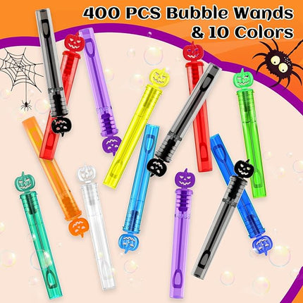 400 PCS Bubble Wands, Halloween Party Favors for Kids, Halloween Kids Goodie Bag Stuffers, Great Halloween Treats Toys, Girls Boys Classroom Prizes (10 Colors)