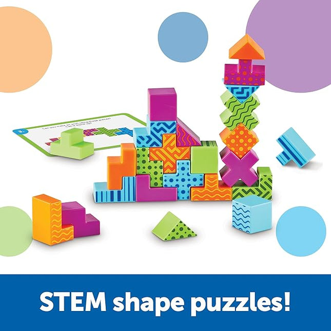 Learning Resources STEM Explorers Brainometry - 3d Puzzle, Brain Games, Brainteaser, Building Logic Toys, Gifts For Boys and Girls, Fine Motor Skills , Pattern Blocks, Math Manipulatives