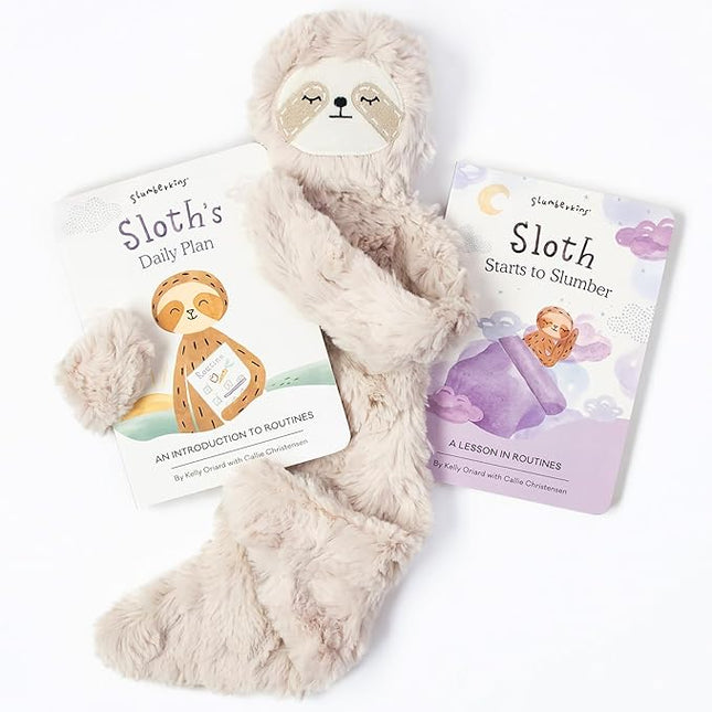 Slumberkins Sloth Snuggler & 2 Board Books Complete Set Bundle | Promotes Routines, Relaxation & Coping Skills | Social Emotional Learning Soft Plush Animal (Sloth Snuggler Plush + 2 Board Books)