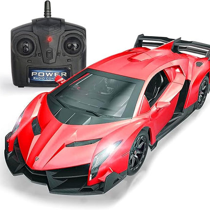 QUN FENG Remote Control RC CAR Racing Cars Compatible with Lamborghini Veneno Officially Licensed 1:24 Toy RC Cars Model Vehicle for Boys 6,7,8 Years Old,red