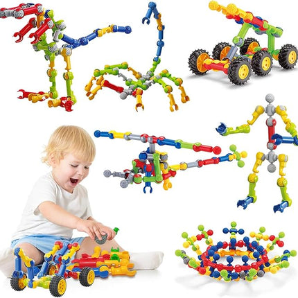 Kids Building Kit STEM Toys, 110 Pcs Educational Construction Engineering Building Blocks DIY Learning Set for Ages 3-10 Year Old Boys Girls, Best Gift for Children Creative Games Fun Play