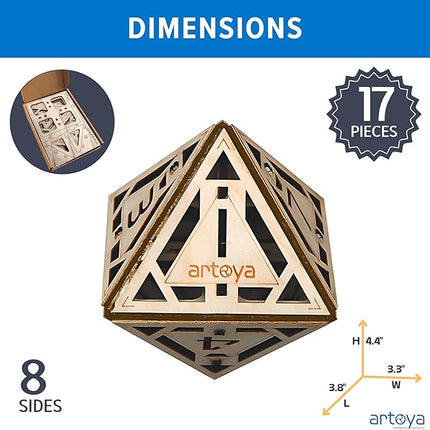 3D Wooden Puzzles for Teens & Adults – Smart Brain Teaser Puzzles, Wood Models, Creative & Educational Fun, Sustainable Materials, Ages 14 and Up Octahedron D8