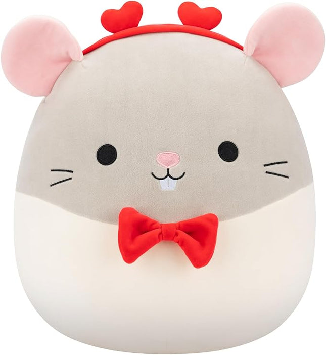 Squishmallows Original 14in Rusty The Grey Rat with Heart Headband and Bowtie – Official Jazwares Plush (Large)