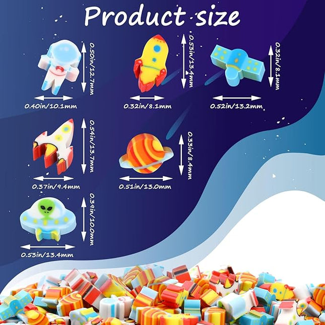 JUNEBRUSHS Space Mini Erasers, 150Pcs Mini Erasers for Kids Bulk Novelty Cute Pencil Erasers for Student Classroom Prizes Homework Rewards Gifts Party Supplies