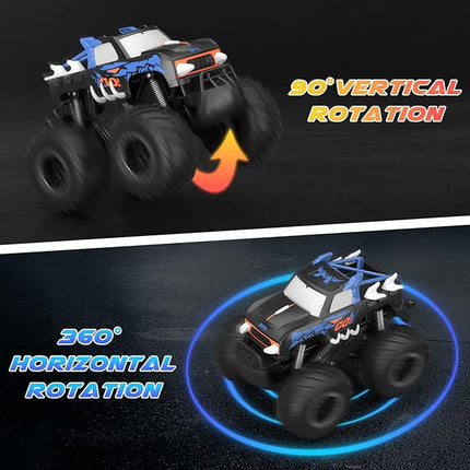 RC Monster Truck 1:16, Electric RC Car RC Monster Car 4WD Rock Crawler Scale Remote Control Truck Toy Cars,Waterproof&Dustproof Electric Vehicle Toys Car for Ages 6-12 (Blue)