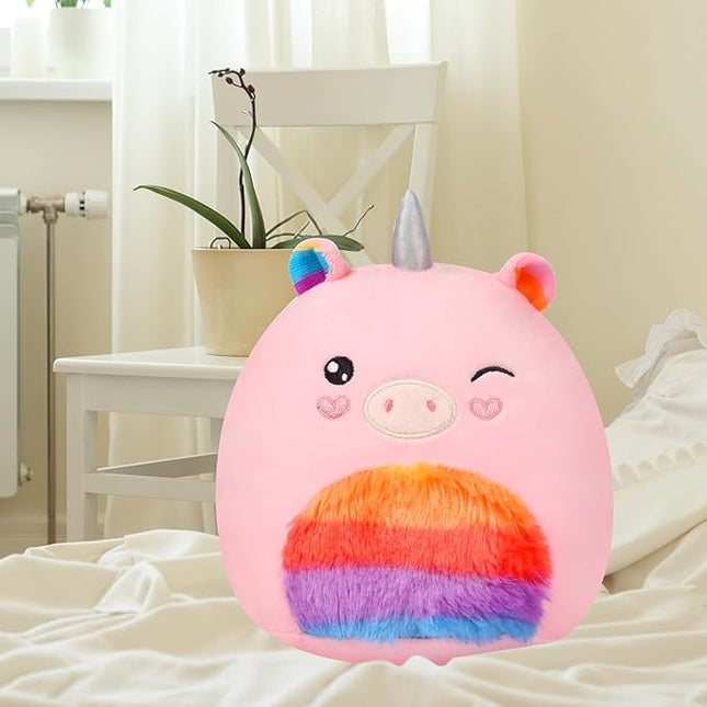 Easfan Rainbow Unicorn Plush Pillow Plush Toy, Unicorn Stuffed Animal Soft Plushie Toy for Kids Girls Birthday Valentine Gift, 8"