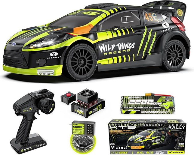 CROBOLL RLAARLO 1/10 Brushless Carbon Fiber RC Drift Cars for Adults with Gyro, Max 50 mph Fast RC Rally Car, 2.4Ghz All Terrain Remote Control Car 4x4 Hobby RTR RC Truck with 3S Battery