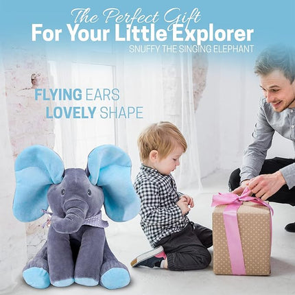 Snuffy The Elephant - Musical Peek-a-Boo Elephant Toy - Interactive Stuffed Baby Animal with Moving Ears for Baby - Hide and Seek Fun - Elephant Plush Baby Toy