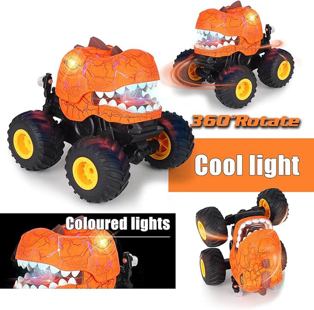 TODKISS Dinosaur Remote Control Car, Monster Truck Toys with Spray, Light & Sound, 2.4GHz All Terrain RC Cars for Boys Age 4-7, Birthday Gifts for Kids 3-5 6 7 8-12