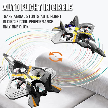 4CH Rc Plane - Remote Control Plane - RC Fighter Jet 4 Channel, Extra 2 Rechargeable Battery LED Airplane Fighter, Low Battery Alarm, Easy to Fly Drone Gift for Boys