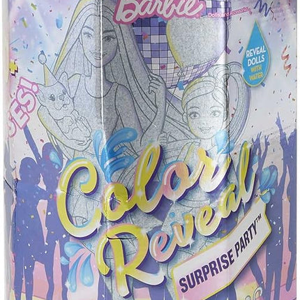 Barbie Color Reveal Surprise Party! Set with 50+ Surprises: 1 Doll, 1 Chelsea Doll, 2 Pets, 6 Color-Change Activations, Accessories & More, Dance Party-Themed Set, Gift for Kids 3 Years Old +
