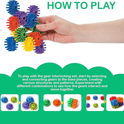 STEM Building Blocks Toys for Kids – Educational and Safe Gear Interlocking Construction Playset – Develop Creativity and Problem-Solving Skills
