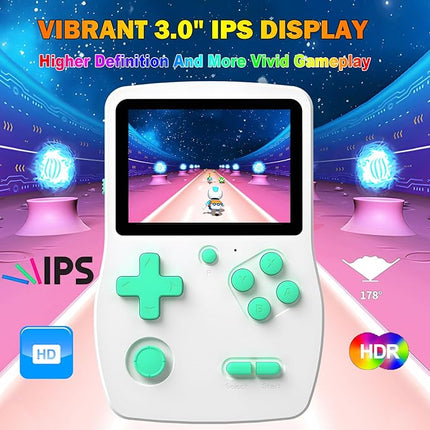 32 Bit Handheld Games for Kids Preloaded 139 Video Games, Portable Video Gaming Player with 3.0" IPS Screen and Rechargeable Battery, Mini Travel Games Electronic Gifts Toys for Boys Girls, White