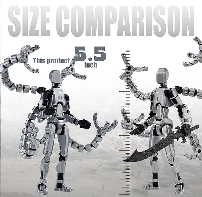 Already Assembled T13 Action Figure Accessories,T13 Multi-Jointed Movable,for Collectors Desktop Decorations t-13 Movability 3D Printed Toys (Gray)