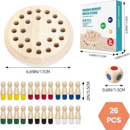 Wooden Memory Chess Matching Game: Family Board Games for Kids and Adults, Montessori Preschool Learning Educational Toy, Birthday Gift for Age 3 4 5 6 7 8+ Boy Girl, Christmas Stocking Stuffers