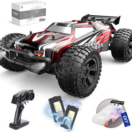 DEERC 9206E DIY Extra Shell 1:10 Scale Large RC Cars,48+ KM/H Hobby Grade High Speed Remote Control Car for Adults Boys,All Terrain 4WD 2.4GHz Off Road Monster RC Truck with 2 Battery for 40+ Min Play