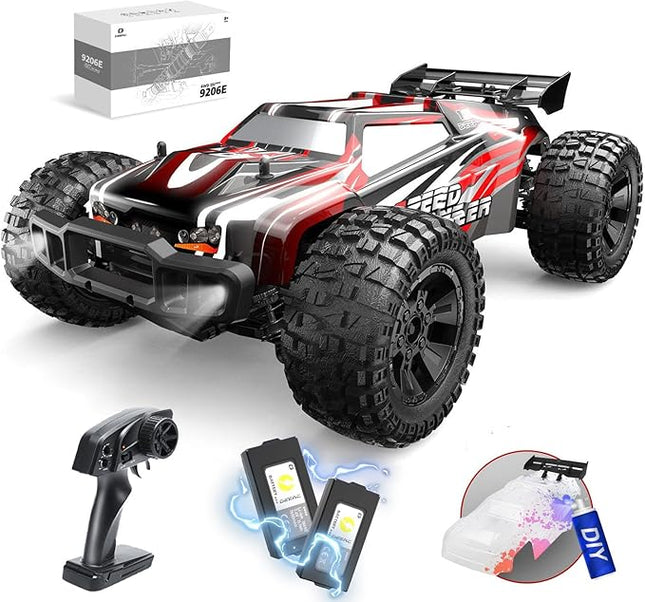 DEERC 9206E DIY Extra Shell 1:10 Scale Large RC Cars,48+ KM/H Hobby Grade High Speed Remote Control Car for Adults Boys,All Terrain 4WD 2.4GHz Off Road Monster RC Truck with 2 Battery for 40+ Min Play