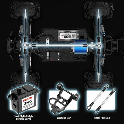 Hosim RC Cars, 1:10 Scale 48+ KMH Remote Control Car for Adults Boys, 4X4 Off-Road RC Truck with Headlights, All Terrains Waterproof Hobby Grade Large Fast Racing Toy Gift Monster Trucks