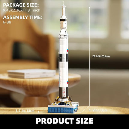 Space Rocket Building Block Set with Launch Stand, DIY Rocket Ship Model with Translucent Design, Cool Collectible Model for Home & Office Decor,Birthday Gift for Adults and Boys 8-14 (846PCS)