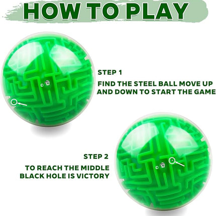 Amaze 3D Memory Sequential Maze Ball Puzzle Toy Gifts for Kids Adults - Challenges Game Lover Tiny Balls Brain Teasers Game (Green)