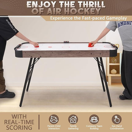 56” Foldable Air Hockey Table, Folding Indoor Hockey Game Table w/Accurate Electronic Scoring, Powerful Motor, 2 Pucks and 2 Pushers for Adults Kids, Home Game Room