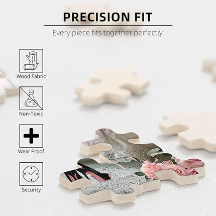 African American Jigsaw Puzzles 500 Pieces for Adults, Bath Time Reading Scene, Black Woman Wooden Puzzle for Stress Relief, Challenging Brain Teaser & Home Decor