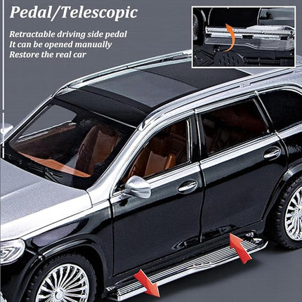 1/24 Scale Benz GLS600 SUV Toy Car, Zinc Alloy Diecast Car Model with Sound Light and Pull Back Function, Collectible Children's Toy Vehicles for Boys Adults Gift