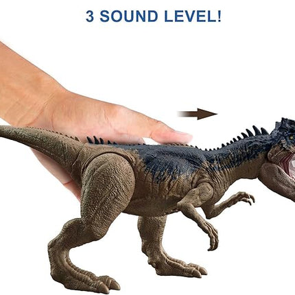 Jurassic World Toys Camp Cretaceous Roar Attack Allosaurus Dinosaur Action Figure with Strike Feature and Sounds, Toy Gift and Collectible
