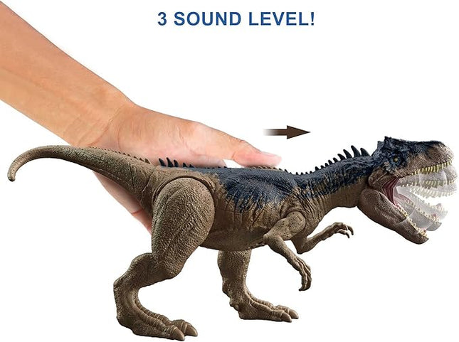 Jurassic World Toys Camp Cretaceous Roar Attack Allosaurus Dinosaur Action Figure with Strike Feature and Sounds, Toy Gift and Collectible