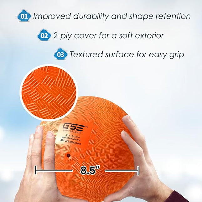 GSE Games & Sports Expert 5"/7"/8.5"/10" Inflatable Playground Ball, Kickball, Bouncy Dodge Ball, Handball for Kid/Adult, Perfect for Recess Ball Games, Gym, Yoga Exercises, Schools Sports Activities