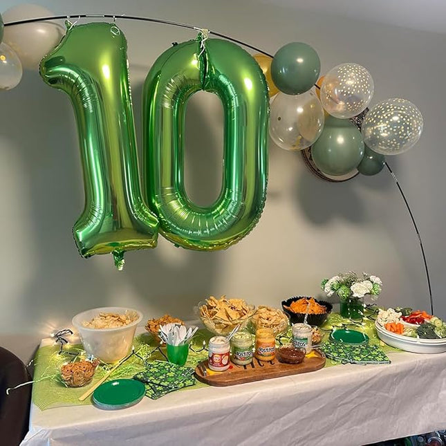 Smlpuame 40 inch Number Balloon 0-9 Green Large Number 100 Balloons,Digital Balloons for Birthday Party Celebration Decorations Supplies, Helium Foil Number Balloons for Wedding Anniversary