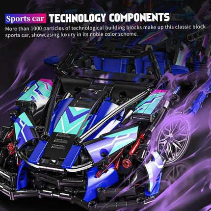 Sports Car Building Blocks Toys for Boys & Adults - 1391 Piece Challenging Racing Car Building Kit, DIY Model Set for Age 8-14