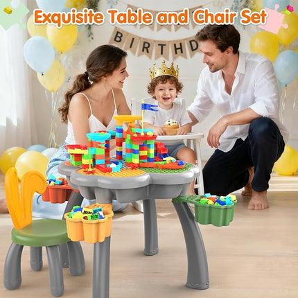 OCATO Kids Toddler Table and Chair Set: Sensory Activity Tables with Rabbit Chairs and Large Marble Run Building Blocks Storage All in One Play Sand Water Table 3 4 5 6 Year Old Boy Girl Toys Gifts