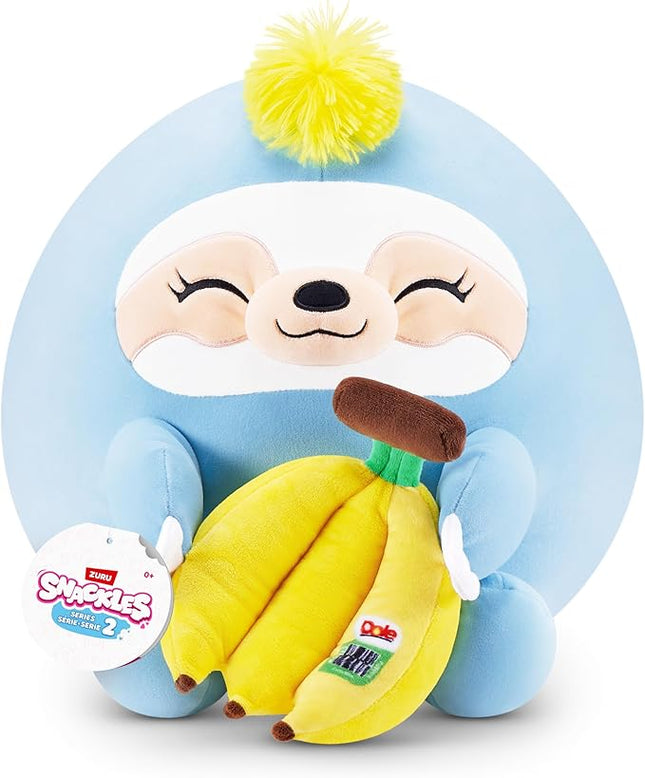 Snackles Series 2 14-inch by ZURU Cuddly Squishy Comfort 14-inch Plush with Licensed Snack Brand Accessory (Sloth&Dole Banana)