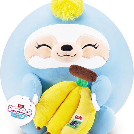Snackles Series 2 8-inch by ZURU Cuddly Squishy Comfort 8-inch Plush with Licensed Snack Brand Accessory (Sloth&Dole Banana)