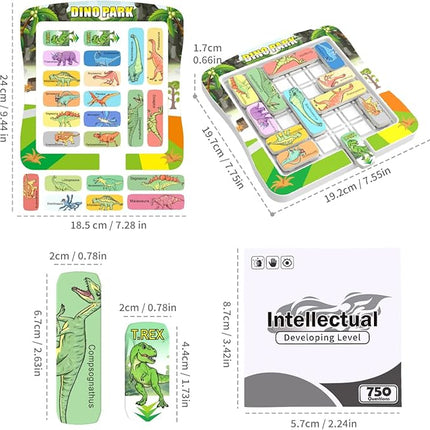Super Slide Puzzle Games, Brain Teaser with 15 Dinosaur Patterns, Educational Travel Board Game for Kids and Teens-Birthday and Christmas Day Gifts Easter Basket Stuffers for Boys Girls